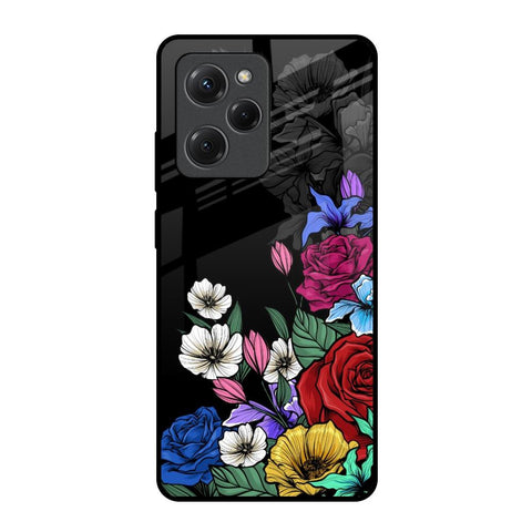 Rose Flower Bunch Art Poco X5 Pro 5G Glass Back Cover Online