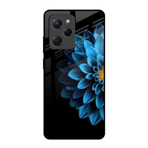 Half Blue Flower Poco X5 Pro 5G Glass Back Cover Online
