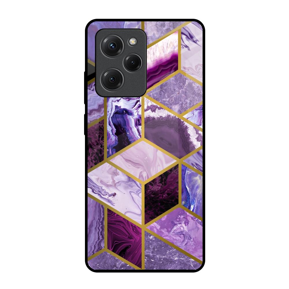 Purple Rhombus Marble Poco X5 Pro 5G Glass Back Cover Online