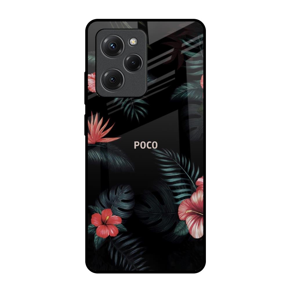 Tropical Art Flower Poco X5 Pro 5G Glass Back Cover Online