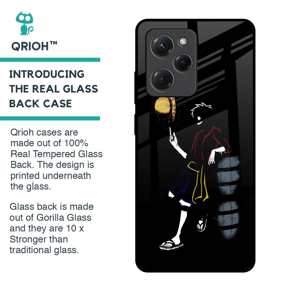 Luffy Line Art Glass Case for Poco X5 Pro 5G