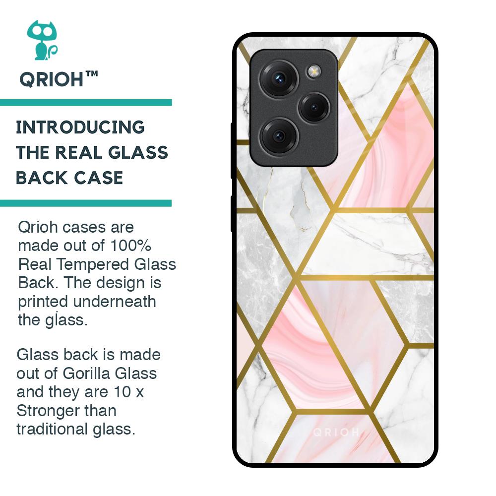 Geometrical Marble Glass Case for Poco X5 Pro 5G