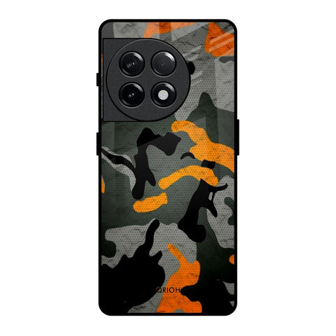 Camouflage Orange OnePlus 11R 5G Glass Back Cover Online