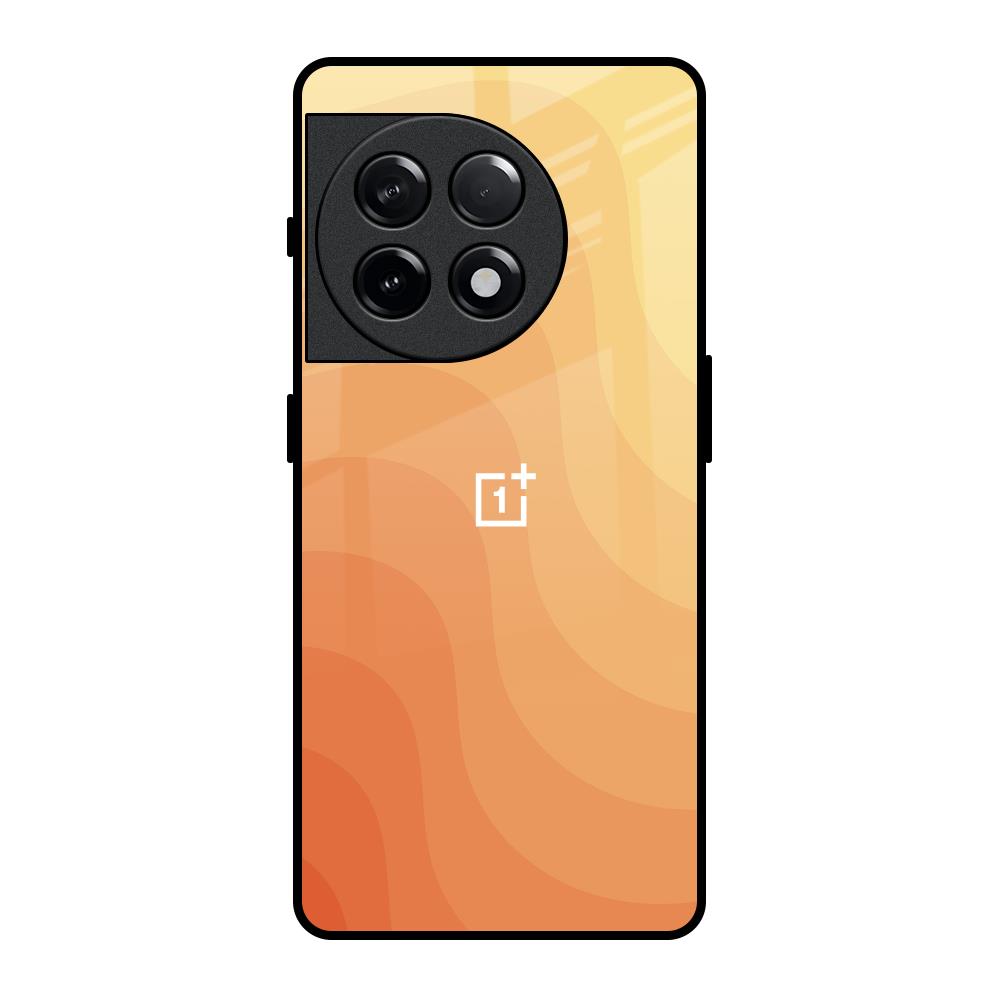Orange Curve Pattern OnePlus 11R 5G Glass Back Cover Online