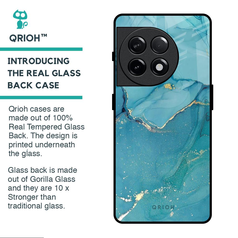 Blue Golden Glitter Glass Case for OnePlus 11R 5G
