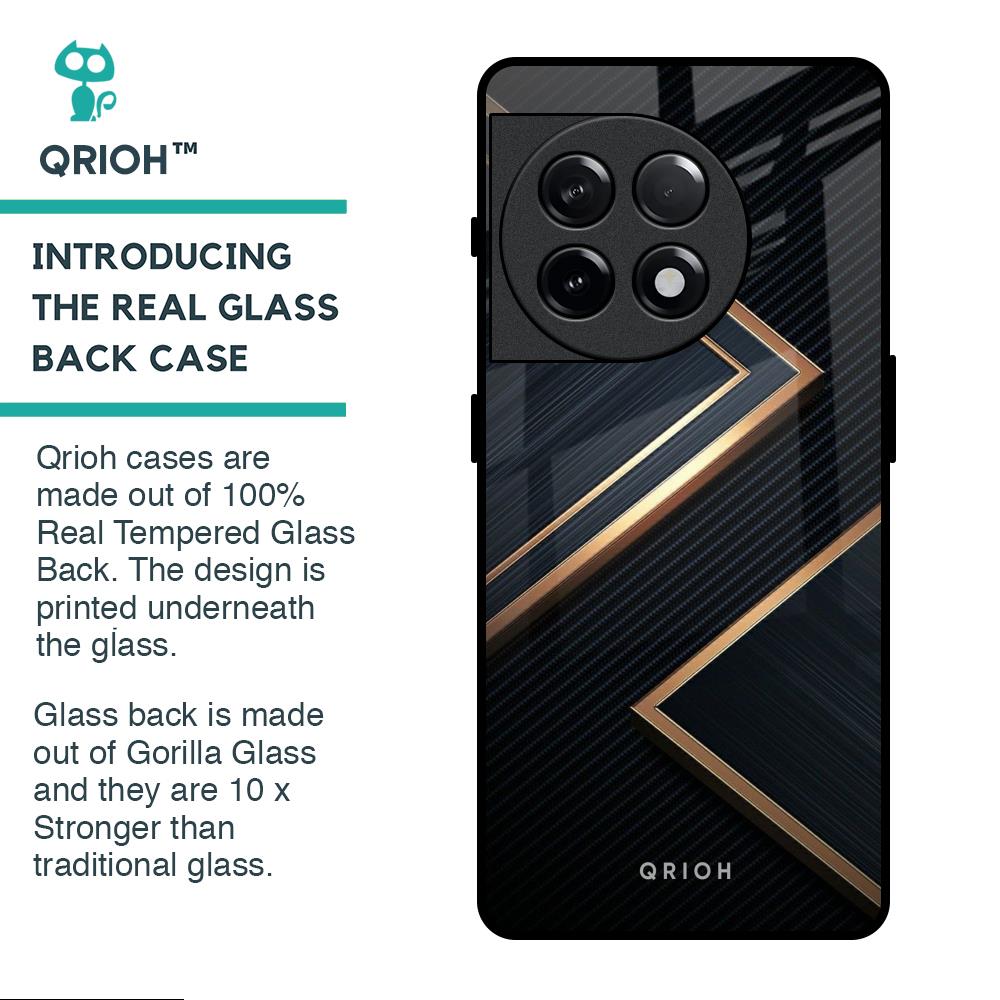 Sleek Golden & Navy Glass Case for OnePlus 11R 5G