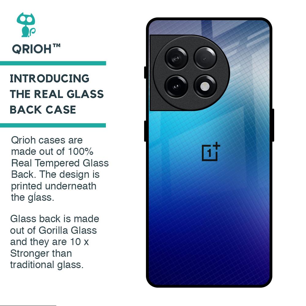 Blue Rhombus Pattern Glass Case for OnePlus 11R 5G
