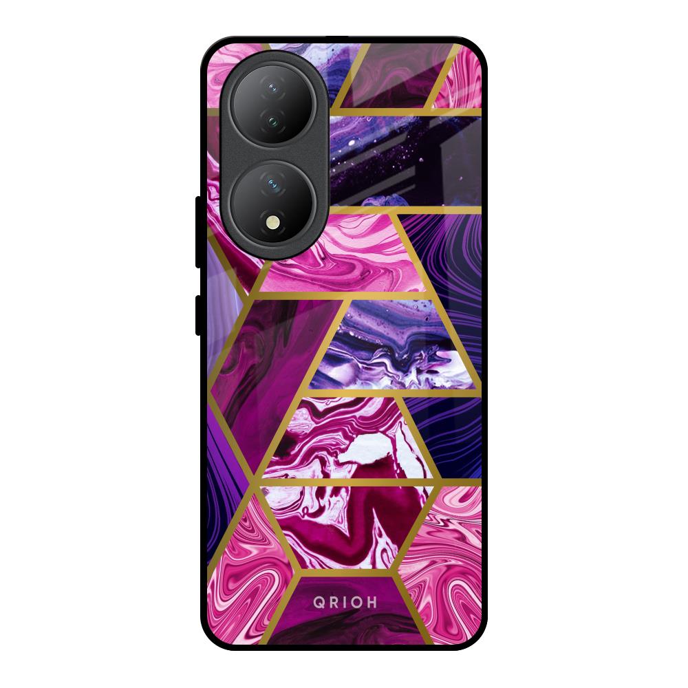 Electroplated Geometric Marble Vivo Y100 5G Glass Back Cover Online