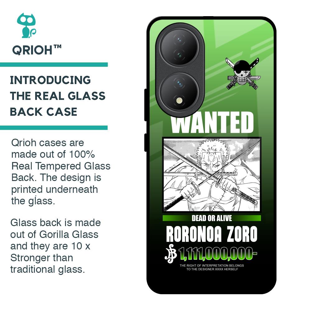 Zoro Wanted Glass Case for Vivo Y100 5G