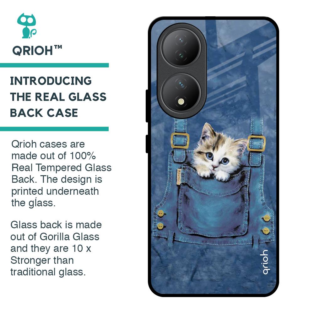 Kitty In Pocket Glass Case For Vivo Y100 5G