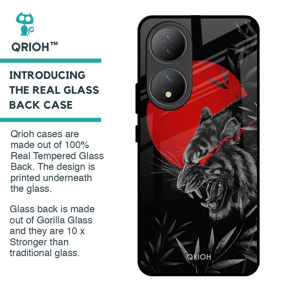 Red Moon Tiger Glass Case for Vivo Y100 5G