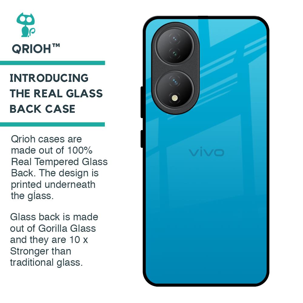 Blue Aqua Glass Case for Vivo Y100 5G