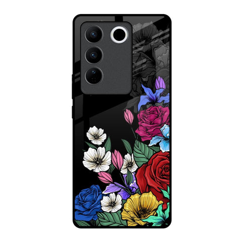 Rose Flower Bunch Art Vivo V27 5G Glass Back Cover Online