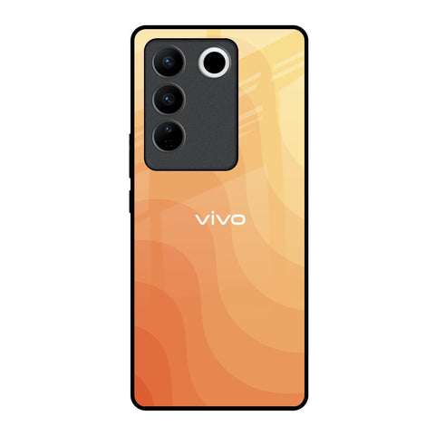 Orange Curve Pattern Vivo V27 5G Glass Back Cover Online