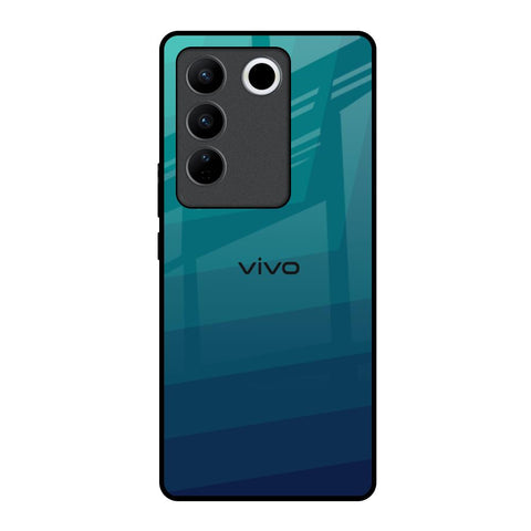 Green Triangle Pattern Vivo V27 5G Glass Back Cover Online