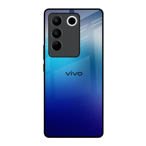 Blue Rhombus Pattern Vivo V27 5G Glass Back Cover Online