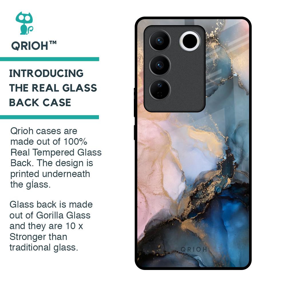 Marble Ink Abstract Glass Case for Vivo V27 5G