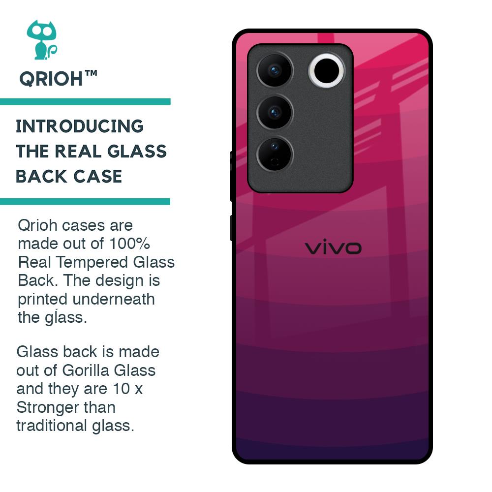 Wavy Pink Pattern Glass Case for Vivo V27 5G
