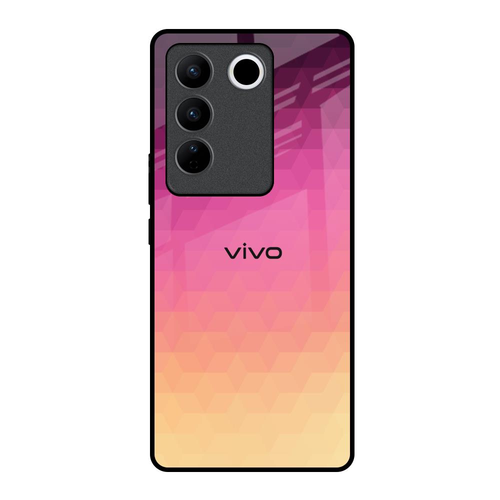 Geometric Pink Diamond Vivo V27 Pro 5G Glass Back Cover Online