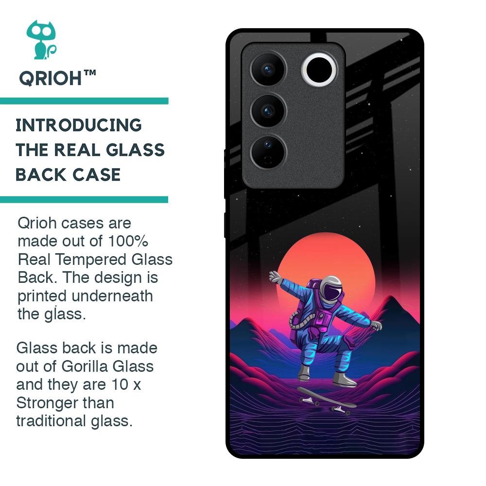 Retro Astronaut Glass Case for Vivo V27 Pro 5G