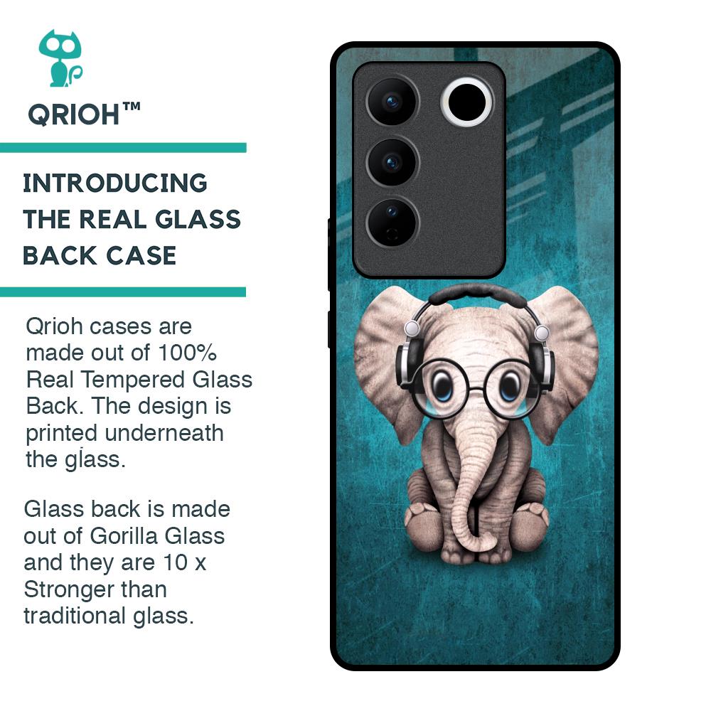 Adorable Baby Elephant Glass Case For Vivo V27 Pro 5G