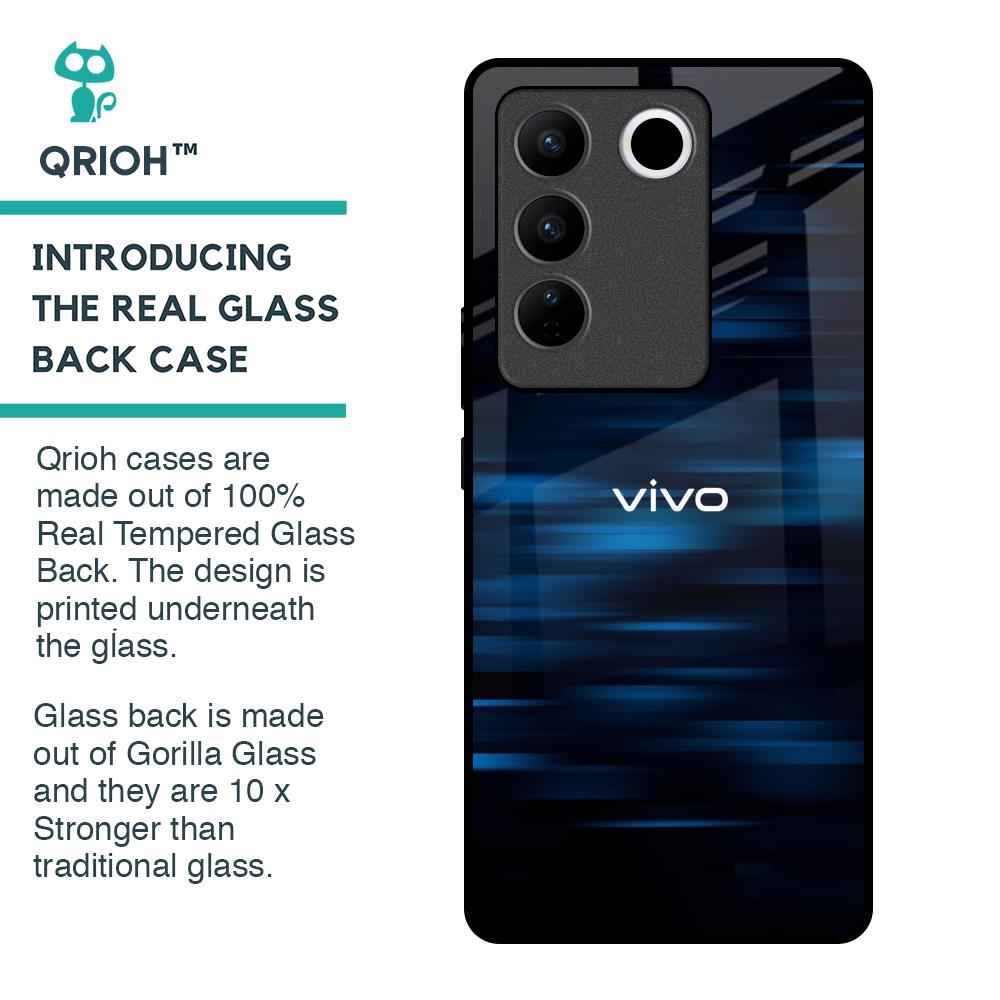 Blue Rough Abstract Glass Case for Vivo V27 Pro 5G