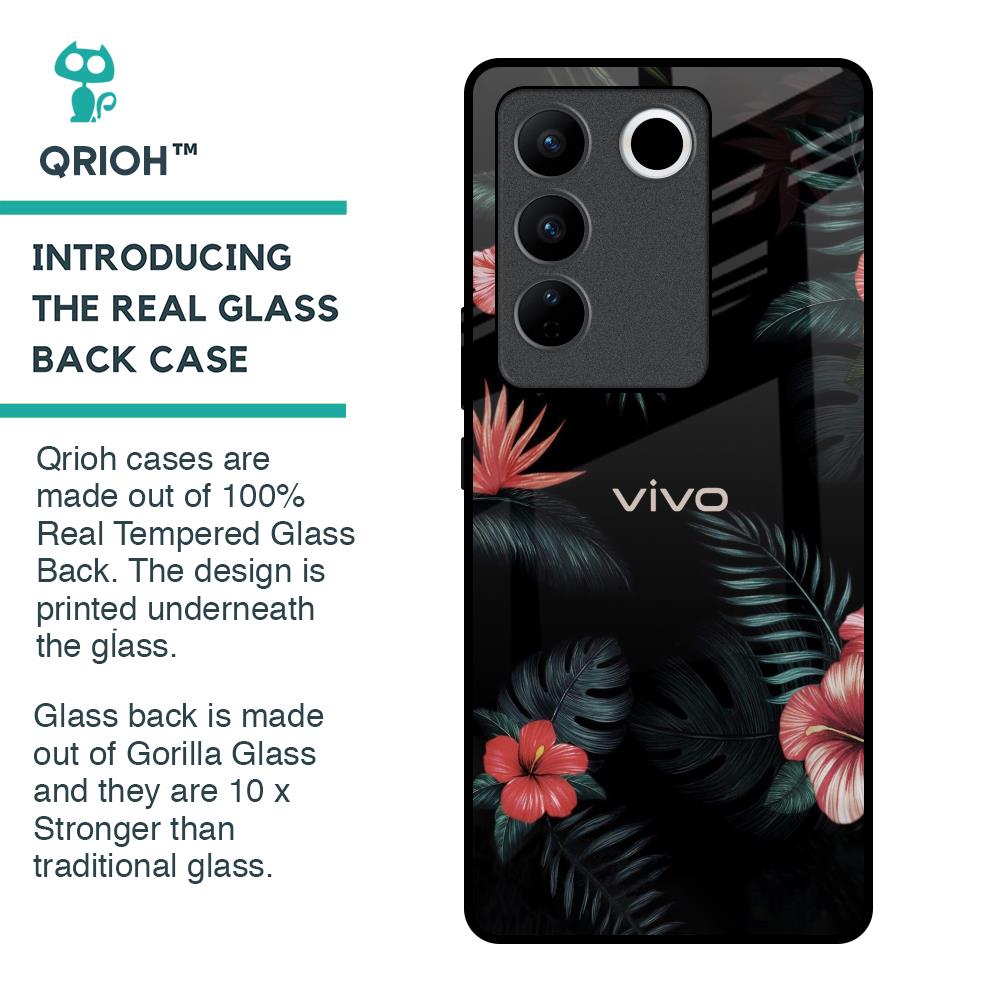 Tropical Art Flower Glass Case for Vivo V27 Pro 5G