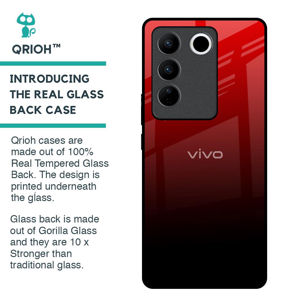 Maroon Faded Glass Case for Vivo V27 Pro 5G