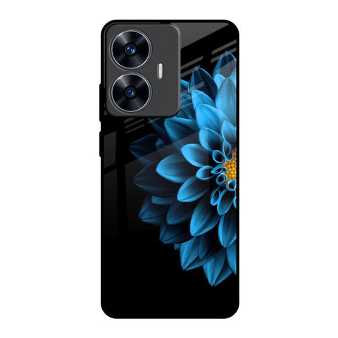 Half Blue Flower Realme C55 Glass Back Cover Online