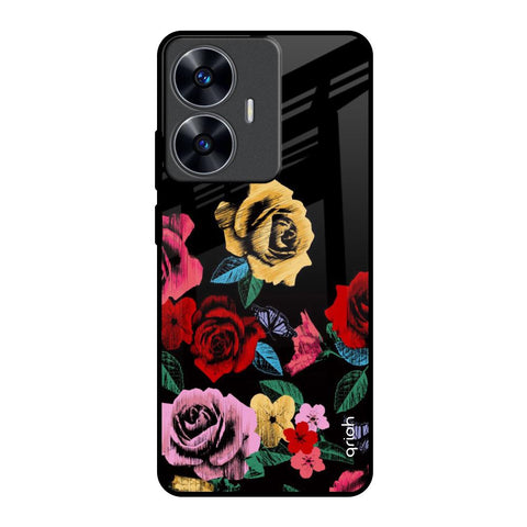 Floral Decorative Realme C55 Glass Back Cover Online