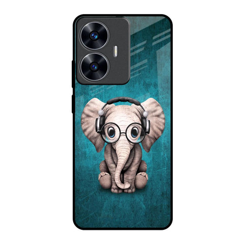 Adorable Baby Elephant Realme C55 Glass Back Cover Online