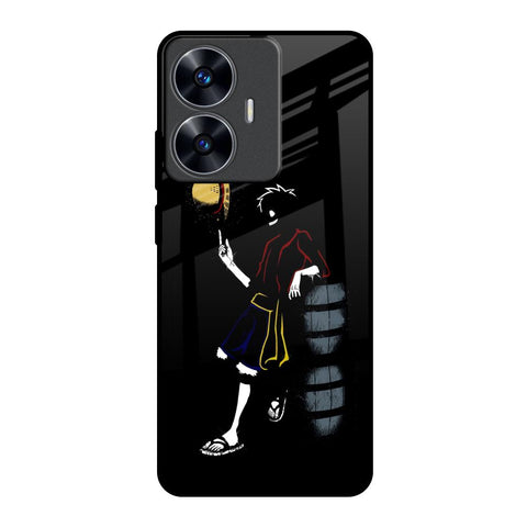 Luffy Line Art Realme C55 Glass Back Cover Online