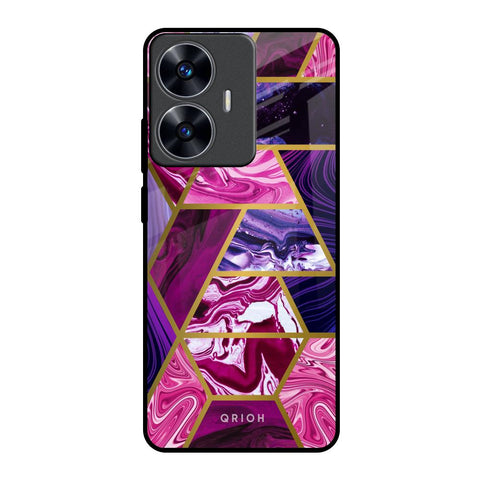 Electroplated Geometric Marble Realme C55 Glass Back Cover Online