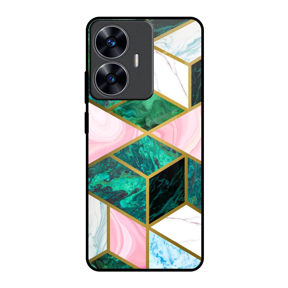 Seamless Green Marble Realme C55 Glass Back Cover Online