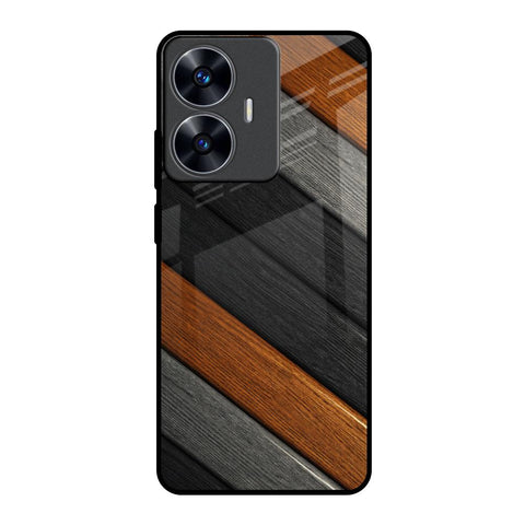 Tri Color Wood Realme C55 Glass Back Cover Online