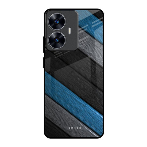 Multicolor Wooden Effect Realme C55 Glass Back Cover Online