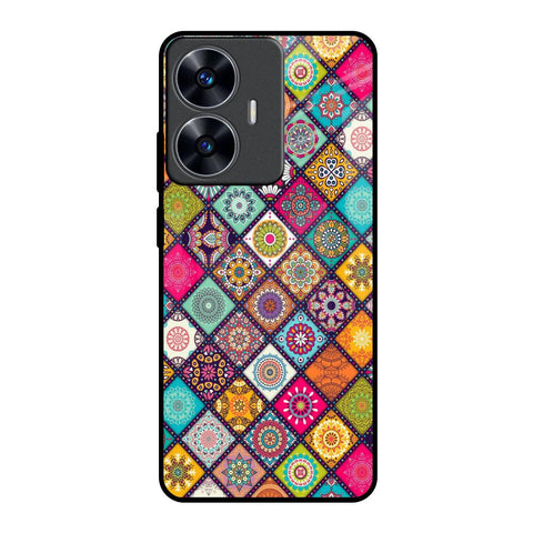 Multicolor Mandala Realme C55 Glass Back Cover Online