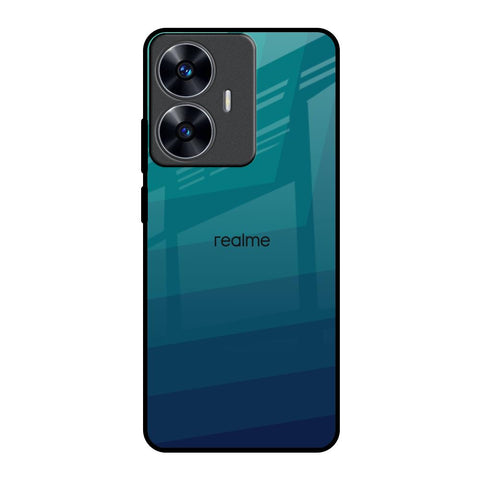 Green Triangle Pattern Realme C55 Glass Back Cover Online