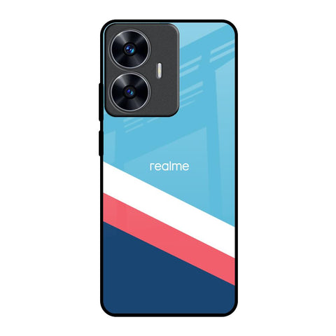 Pink & White Stripes Realme C55 Glass Back Cover Online