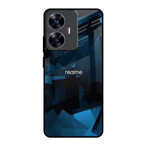 Polygonal Blue Box Realme C55 Glass Back Cover Online