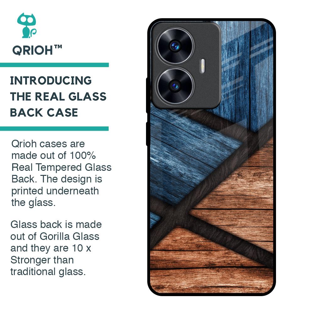 Wooden Tiles Glass Case for Realme C55