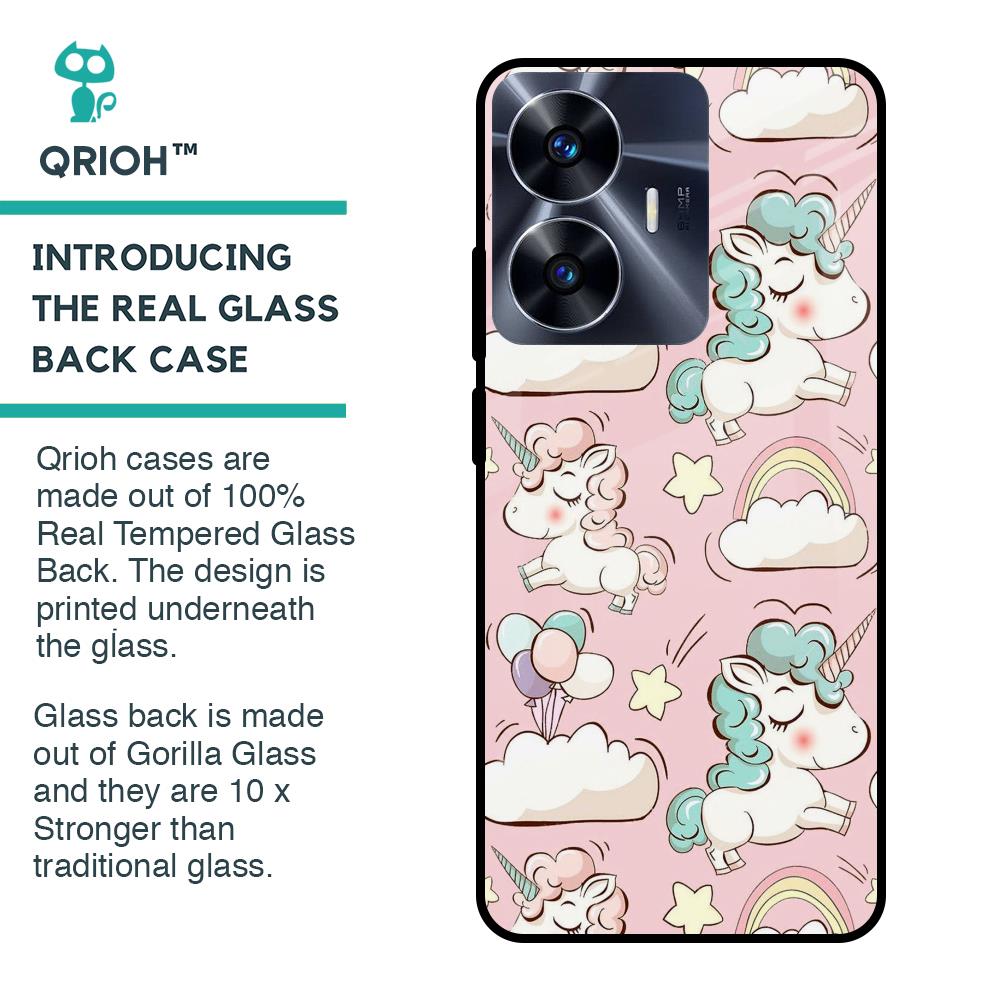 Balloon Unicorn Glass case for Realme C55