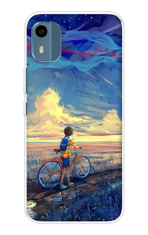 Riding Bicycle to Dreamland Nokia C12 Pro Back Cover