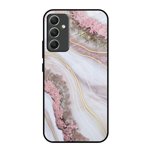 Pink & Gold Gllitter Marble Samsung Galaxy A34 5G Glass Back Cover Online