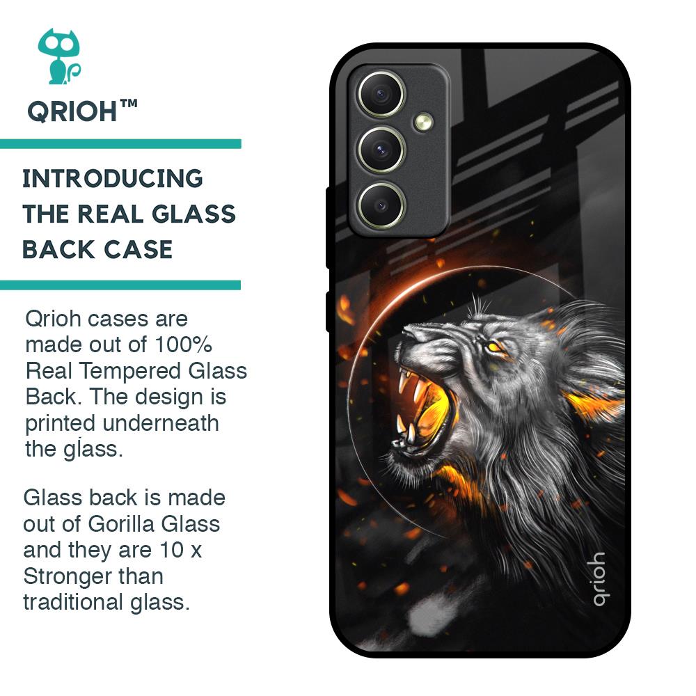 Aggressive Lion Glass Case for Samsung Galaxy A34 5G