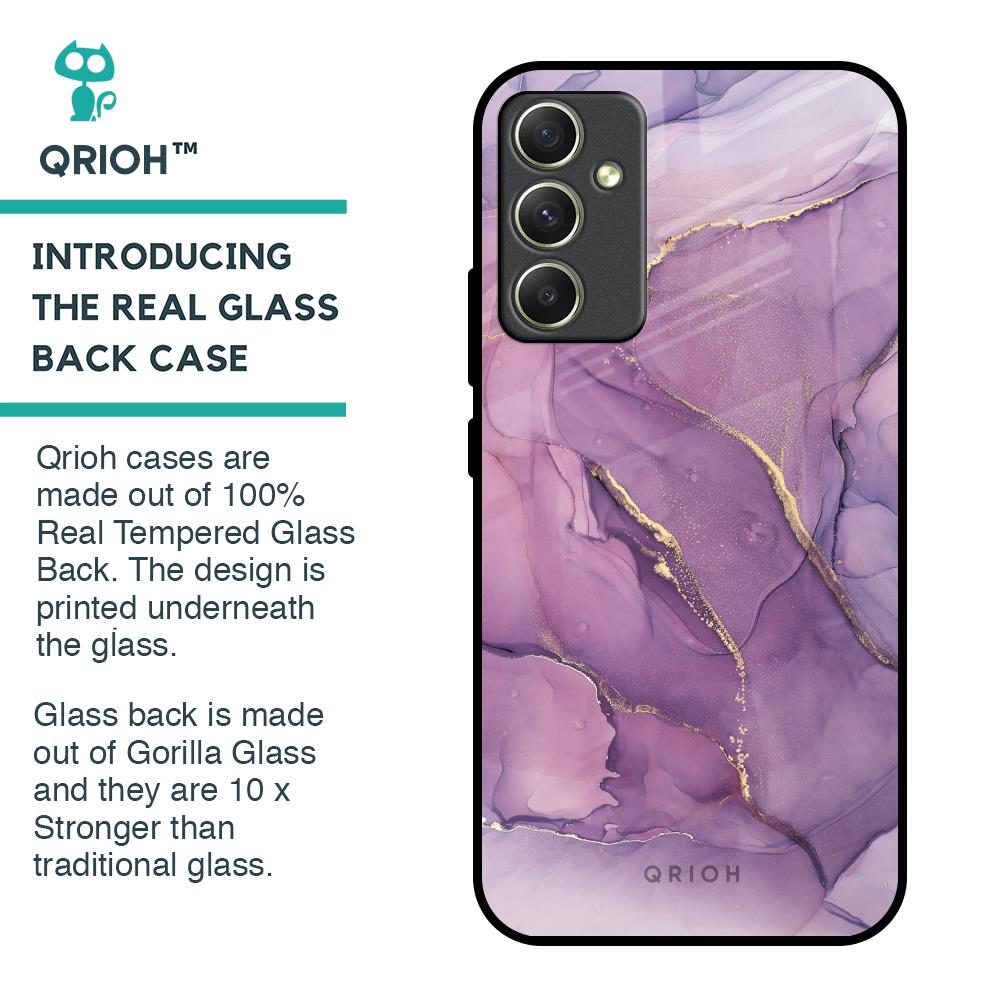 Purple Gold Marble Glass Case for Samsung Galaxy A34 5G
