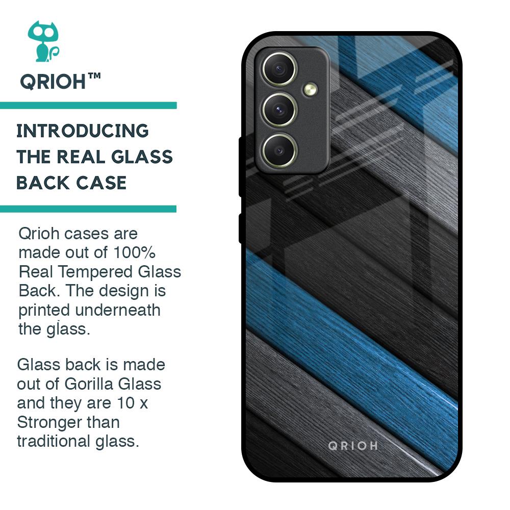 Multicolor Wooden Effect Glass Case for Samsung Galaxy A34 5G