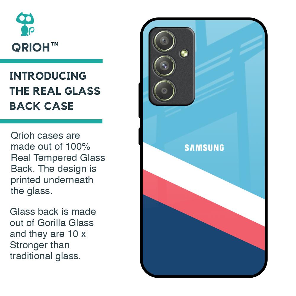 Pink & White Stripes Glass Case For Samsung Galaxy A54 5G
