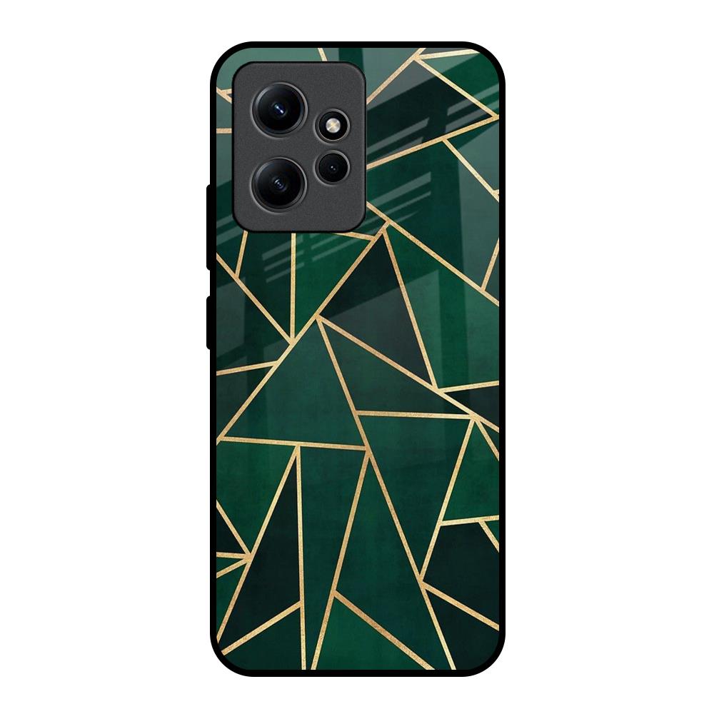 Abstract Green Redmi Note 12 Glass Back Cover Online