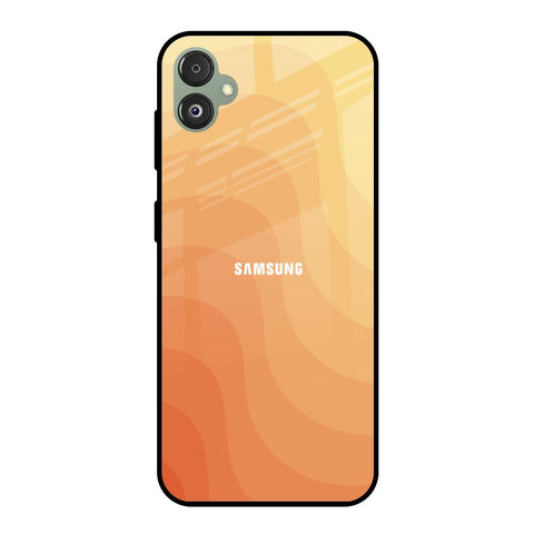 Orange Curve Pattern Samsung Galaxy F14 5G Glass Back Cover Online